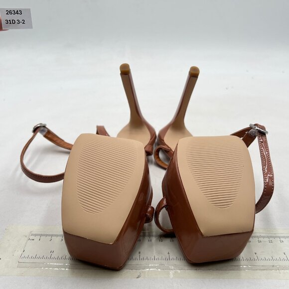 Zszszsu Brown Open Square Toe Strappy Platform Sandals Stiletto High Heels Shoes - Picture 7 of 8